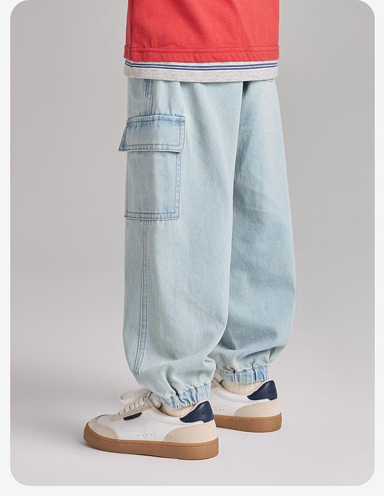 David Bella Boys' Jeans Autumn Collection New Children's Work Pants Medium and Large Cotton Leg Tights