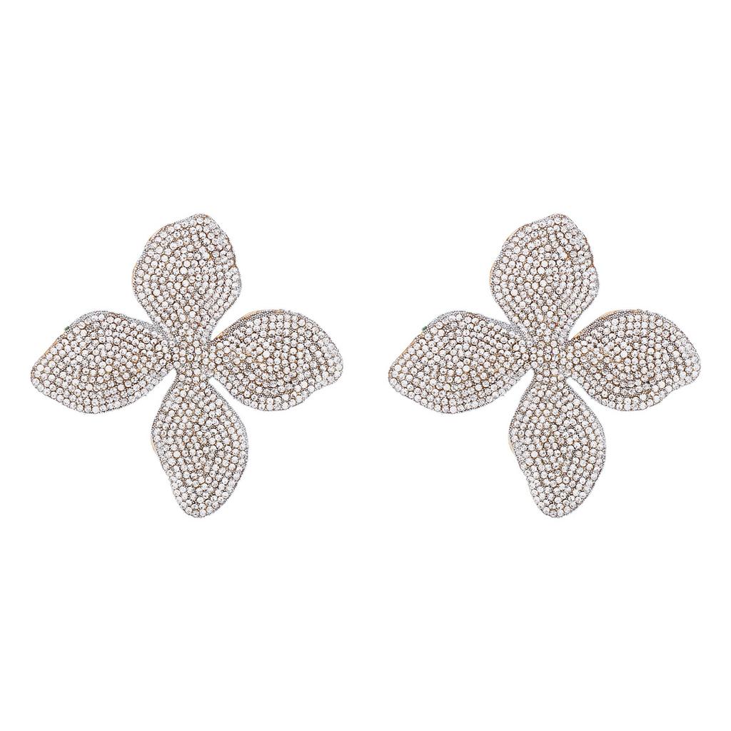 E11111 new personalized creative ins flower full diamond earrings women, fashionable exquisite exaggerated earrings