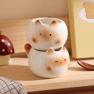Ceramic Coffee Mug 210ml Espresso Cup with Tail Cute Cat Handle Microwave Dishwasher Safe