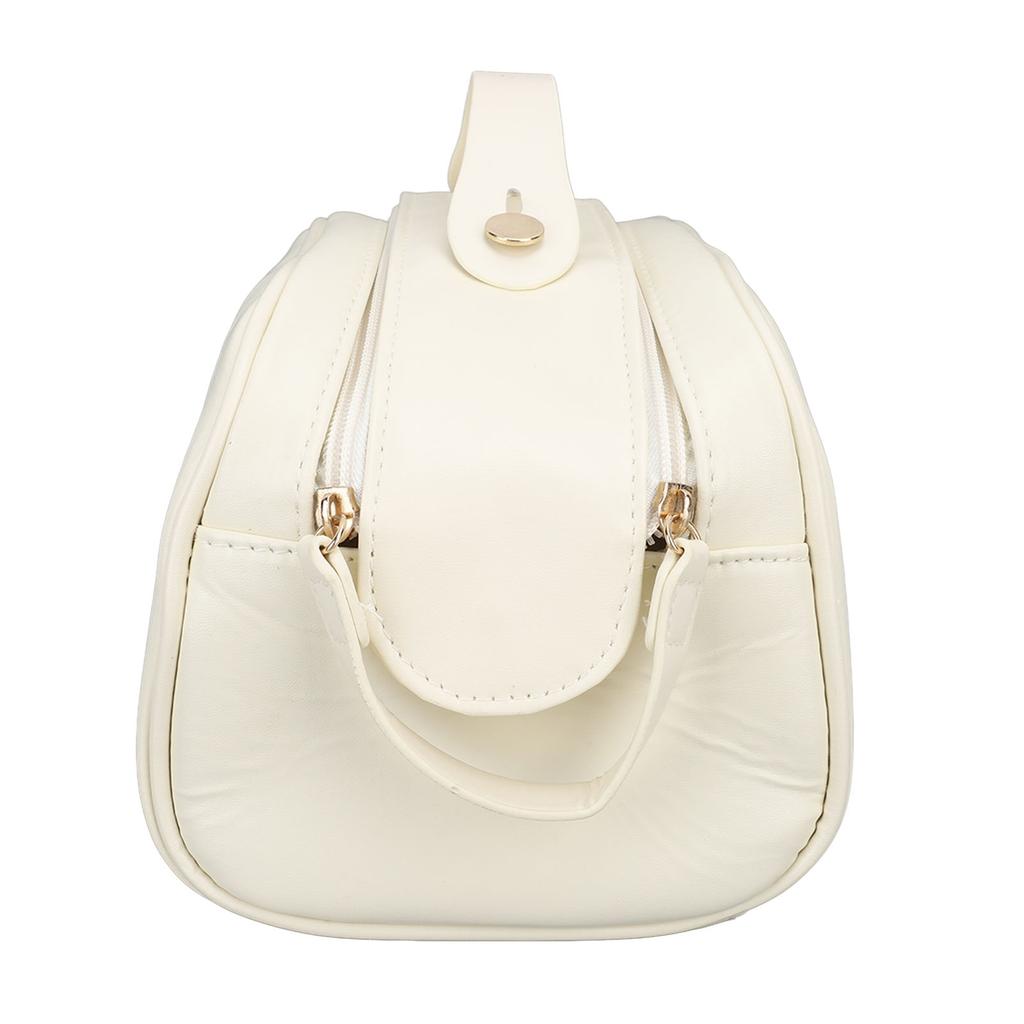 Cosmetic Bag Multifunctional Portable High Capacity Large Opening Travel Makeup Bag for Women Beige Free Size