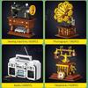 Awesome City Mini Retro Home Furnishings Sewing Machine Model Building Blocks Friends Phonograph DIY Bricks Toys for Kids Gift