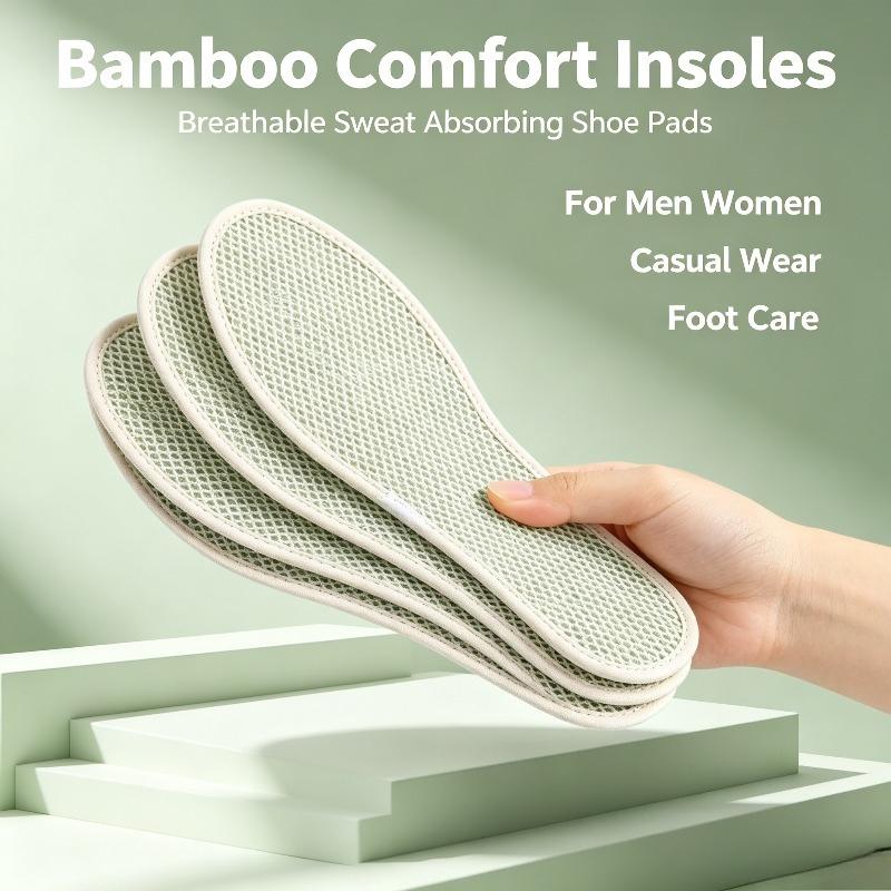 Sweat Absorbing BambooCharcoal InsolesBreathable Mesh Deodorant ShoeInserts Anti OdorComfort Pads for MenWomenCasualSports Shoes