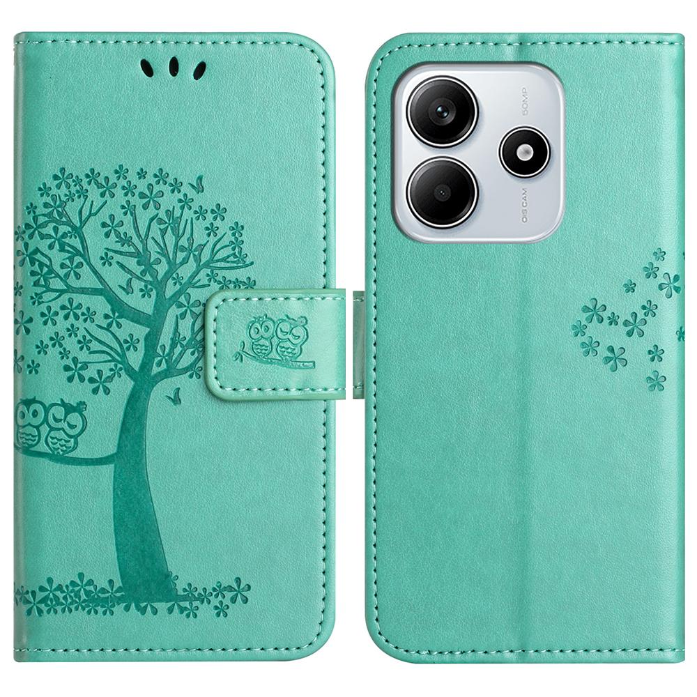 For Xiaomi Redmi Note 14 5G Case PU Leather Owl Tree Imprinted Wallet Phone Cover