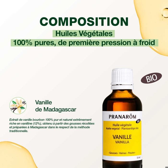 Huile Végétale - Pranarom - Vanille Bio - 50ml - Sans conservateur - Hydratante et parfumée