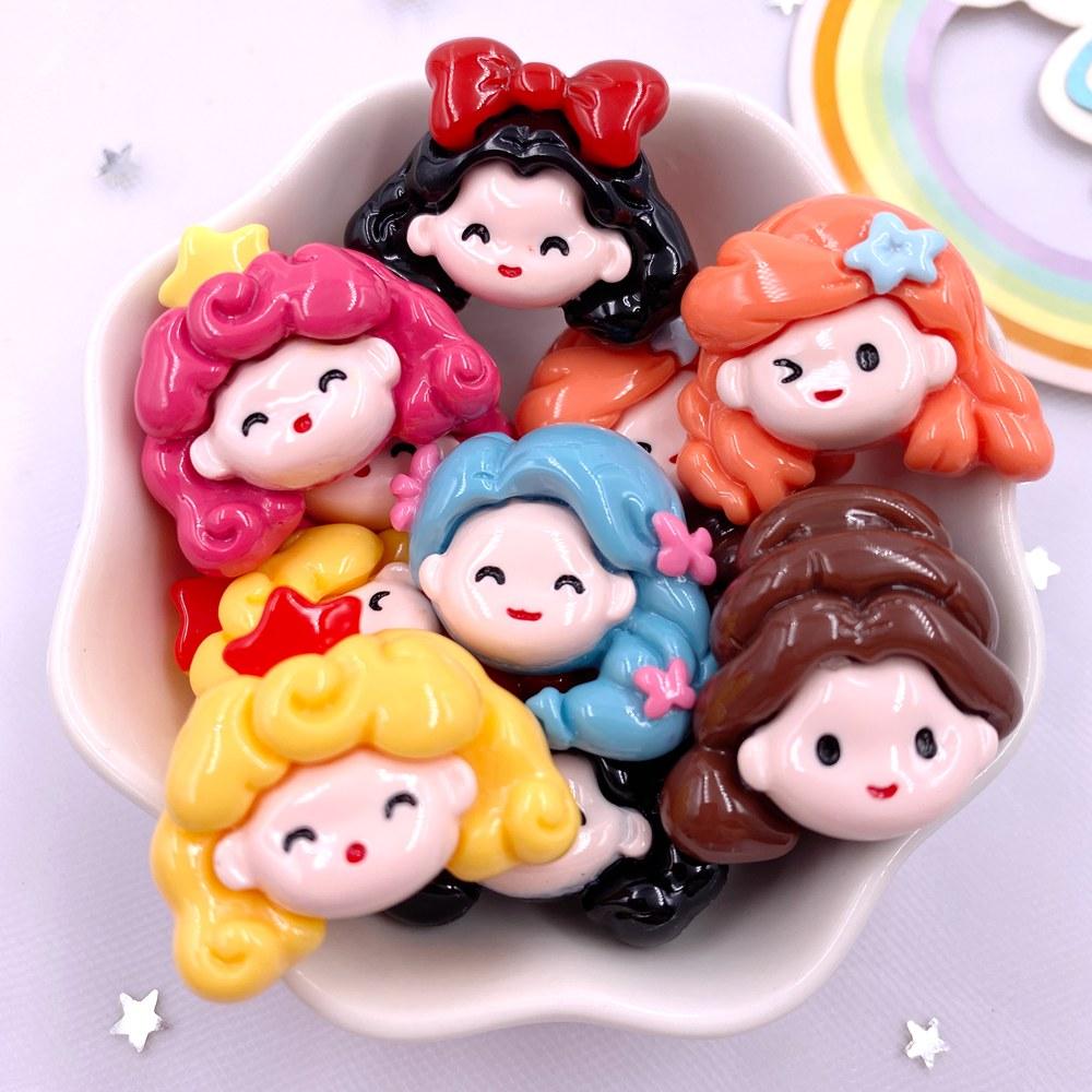 Resin Colorful Kawaii Sister Princess Flat Back Cartoons Figurines 10PCS Scrapbooks DIY Phone Decor Bow Accessories Crafts OM428