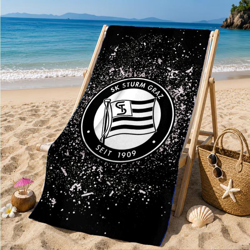 Toalla de Playa de Microfibra Estampada con el Escudo del Sturm Graz, Suave y Absorbente, Secado Rápido, Ideal para Viajes de Verano, Esencial para la Playa, Piscina