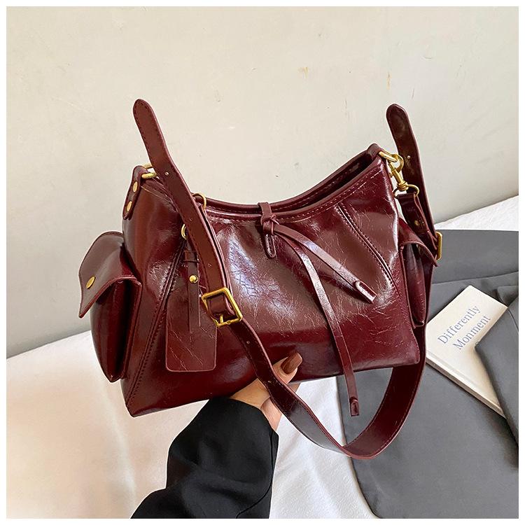 Fashionable Vintage Niche Underarm Bag Women's Bag Autumn New Suede Shoulder Bag Simple Commuter Bag
