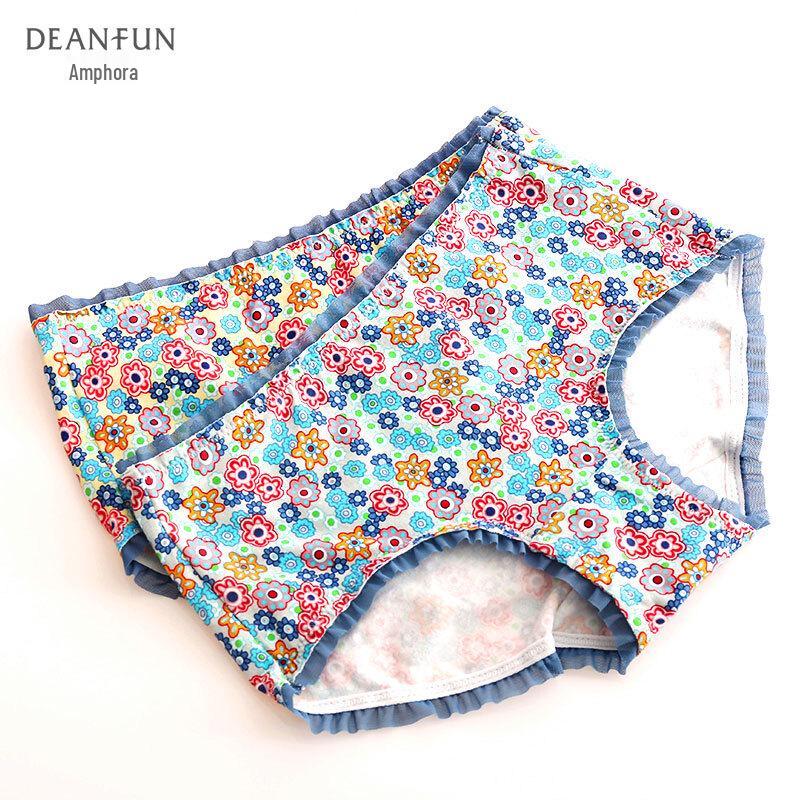 Deanfun Damen-Boyshorts aus bedruckter Baumwolle, mittelhoch geschnitten, 4er-Pack
