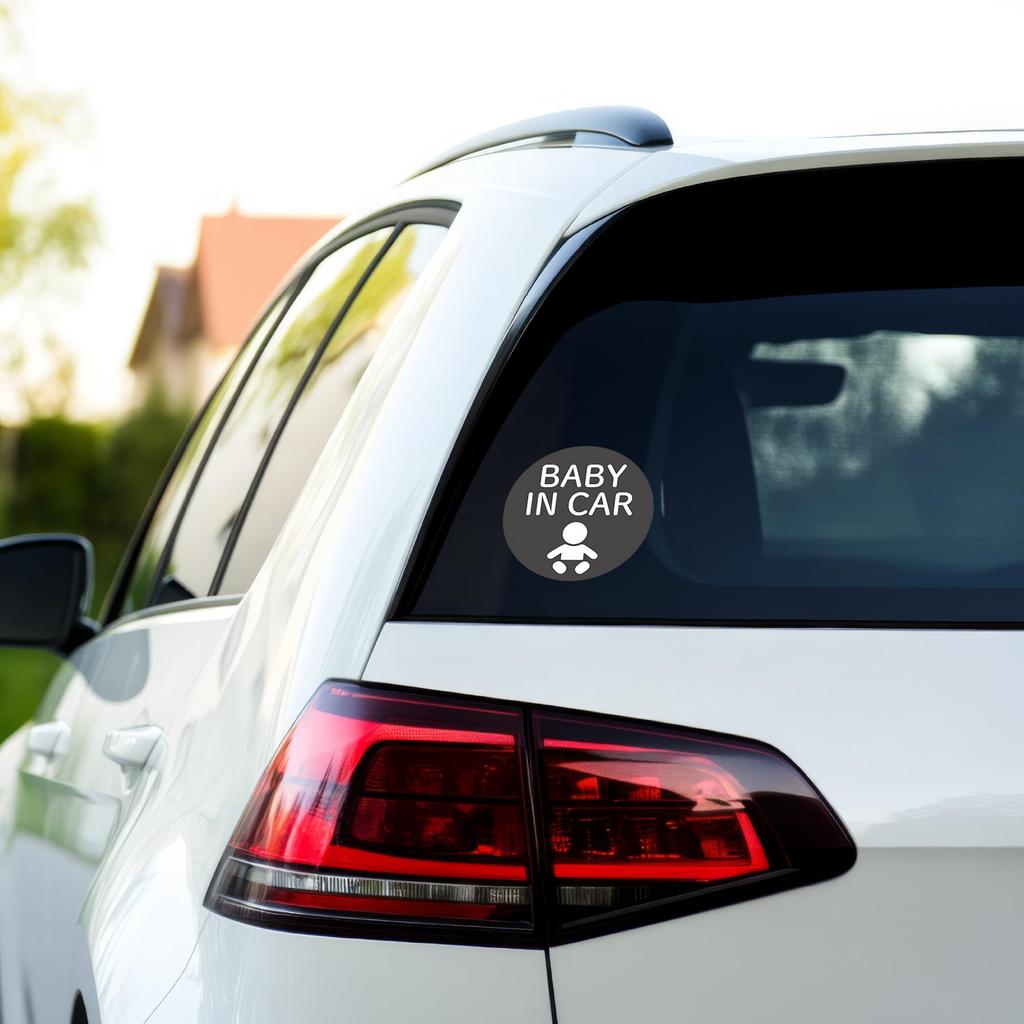 BABY IN CAR Sticker Round 120mm Improved Visibility Car Safety