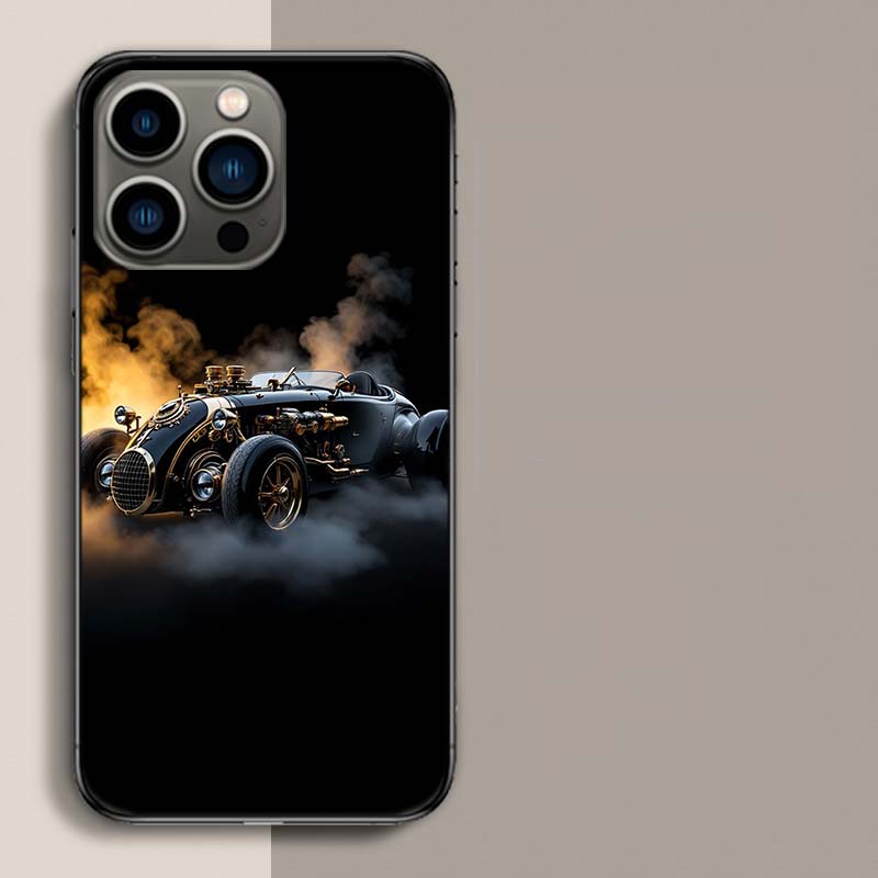 Steampunk Car Phone Case For Iphone 17 Air 15 Pro 14 Plus 16 Pro Max 12 13 Mini 11 16E X XS Cover Cute Fundas