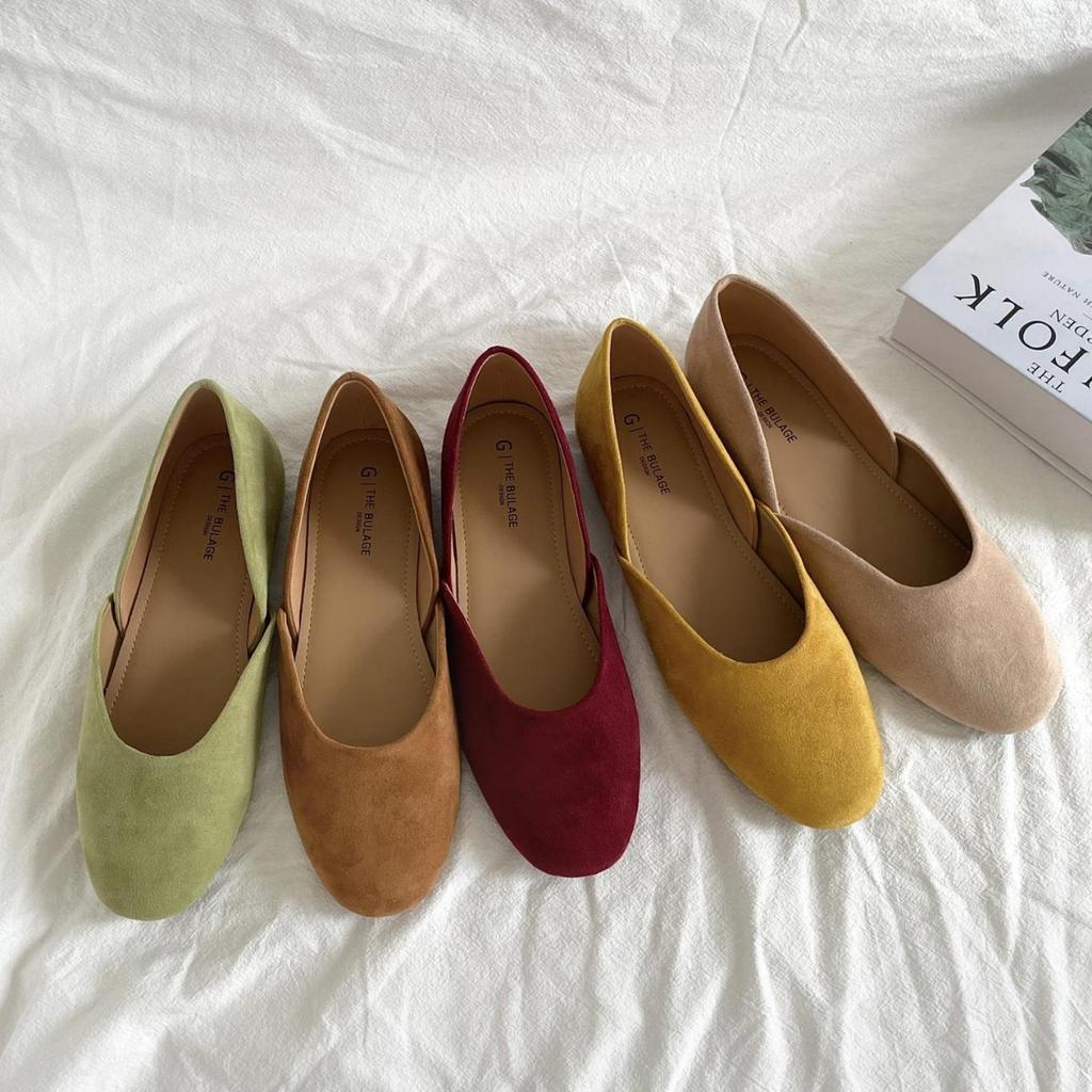 Flat Bottom Suede Round Head Shallow Mouth Casual Single Shoes Women's Spring and Summer Comfortable Soft Low Commuting One Pedal Mary Jane Doudou S