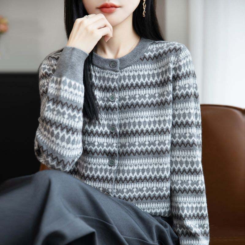 Sweaters Coat Cardigan for Women Autumn Winter Large Size Stripes Long Sleeve Knit Cardigan Sweaters Jacket