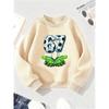 Kids Unisex Crewneck Sweatshirt, Dripping Soccer Texture Number 67 With Neon Green Cartoon Cupped Hands Print Pullover For 7th Birthday Soccer Fan