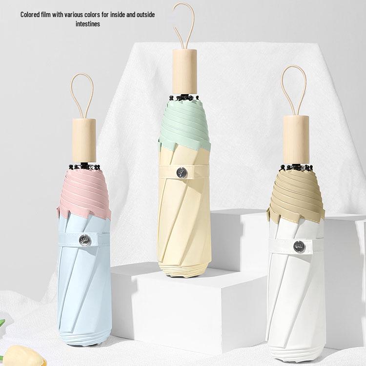 Custom Logo Folding Sun and Rain Dual-Use Umbrella with Colored Rubber Sun Protection