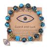 Natural Stone Bead Bracelet with Vintage Evil Eye Pendant, Versatile Hand Jewelry