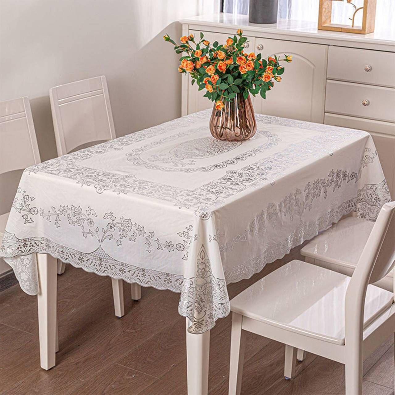 

European Elegant Pvc Printed Tablecloth Waterproof And Heat Resistant Tablecloth Rectangular Family Hotel Dining Table Mat 100x160cm