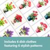 Cleaning Cloth Reusable Kitchen Dish Towels Eco-friendly Microfiber Flowerpot Print Dishcloths Lint Free Washable Duster Rags Tea Towels 9*7inch