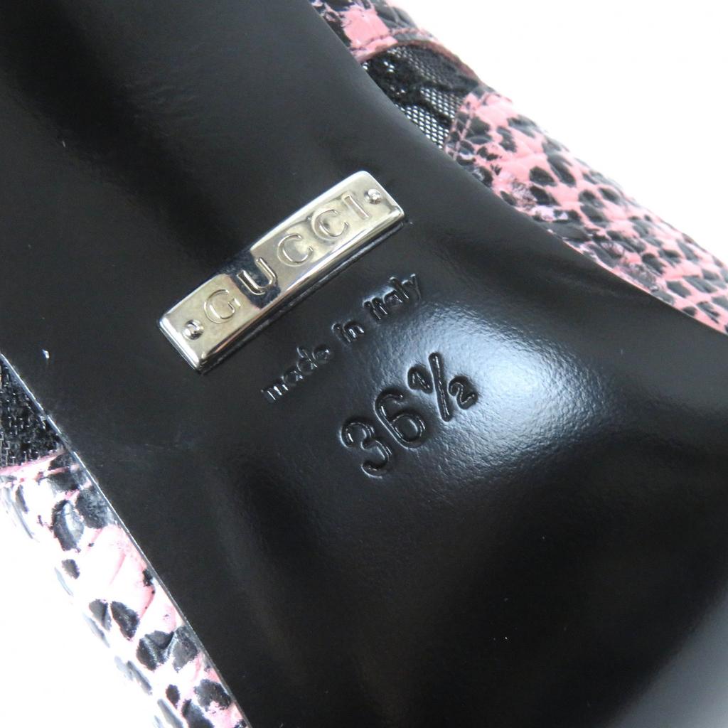 GUCCI pumps GG rhombus python print heels Pink black leather Women 36.5 738689 Used