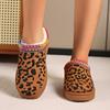 Fashion Snow Boots for Women 2024 Winter New Style Leopard Print Thick Sole Heelless Fur Half Slippers Cotton Shoes Warm Boots