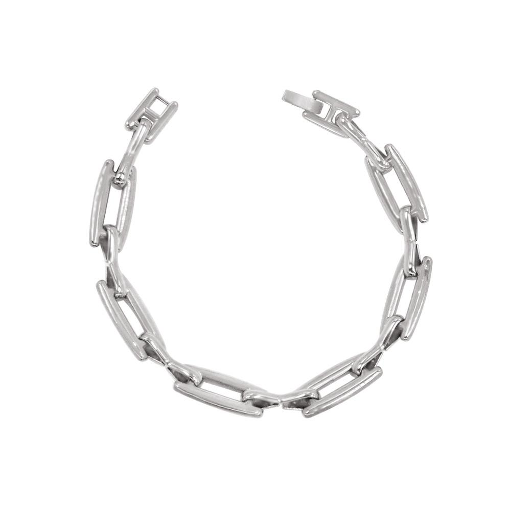 18K Gold-Plated Titanium Steel Rectangular Clasp Box Chain Necklace