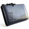 Peanuts Snoopy Himeji Middle Genuine Leather Wallet, Leather, Bifold, Wallet, L-Shaped Zipper, Adult, [90942] (Black)