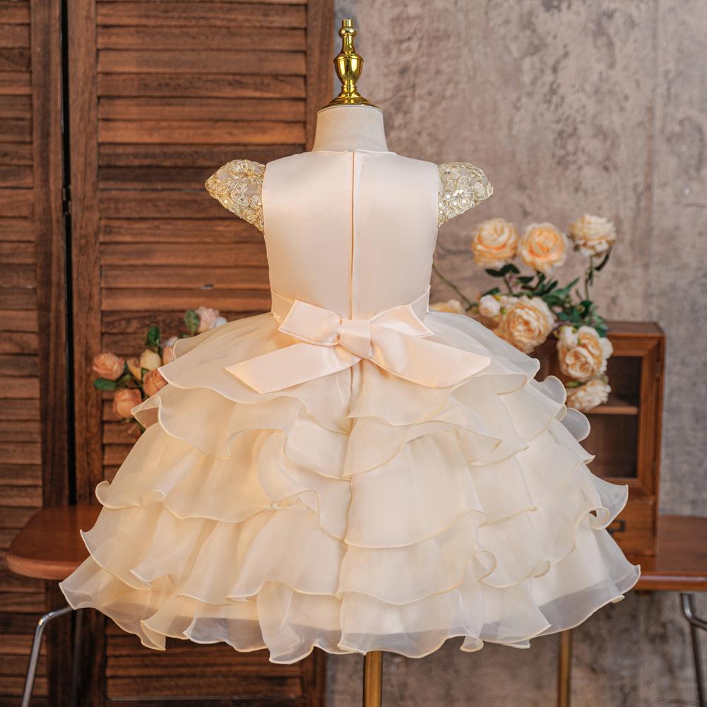 Dívčí šaty Stereoskopická růže Princeznovské šaty Vícevrstvá síťovina Pom Pom Pom Šaty pro družičku na svatbu Oblíbené šaty malé dívky Šaty