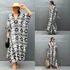 Cotton Drawstring Holiday Beach Dress Women's Sunscreen Loose Large Size Long Dress Bikini Overcoat