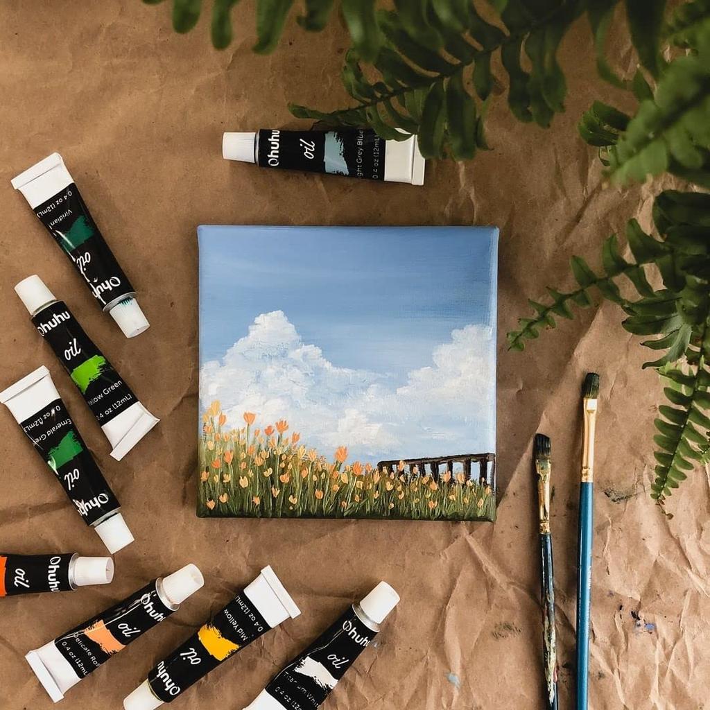 Ohuhu Oil Paint Set 24 Colors Oil Painting Paint Painting Art Supplies Set Beginner Adult Boys Girls 12ml Paint Tube