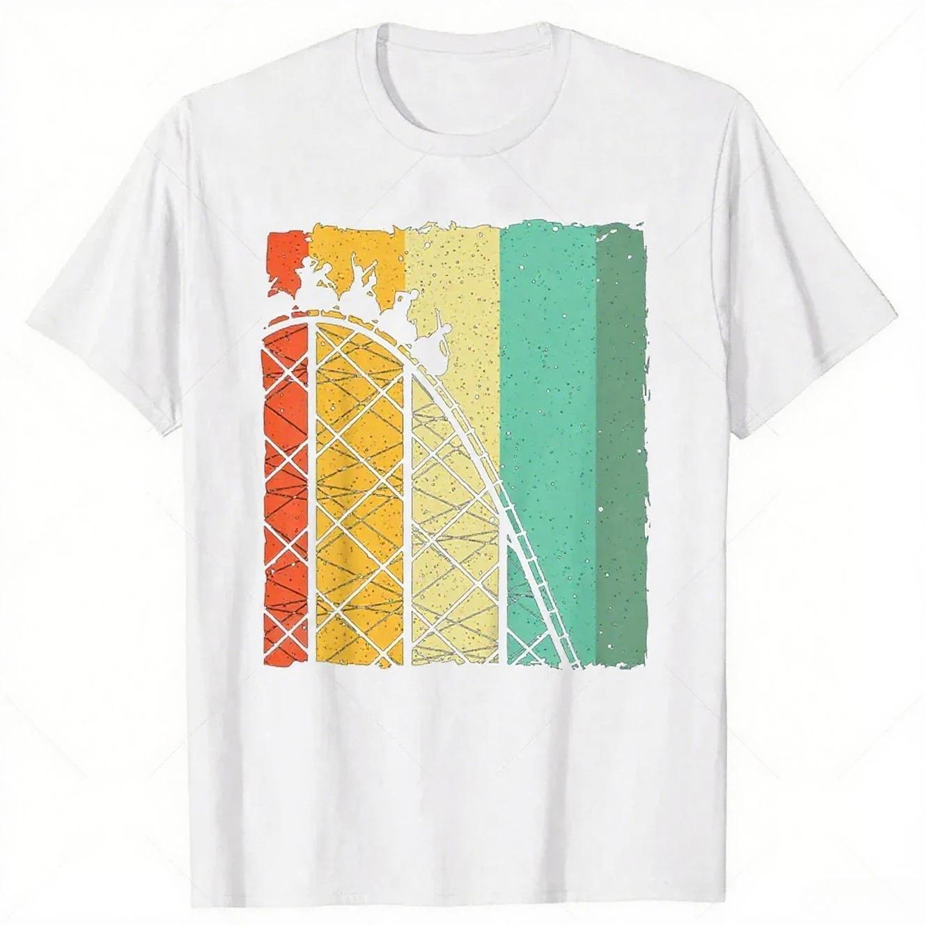 

Cute Vintage Roller Coaster Amusement Park Graphic T-Shirts Men Clothing Streetwear Summer Women Short Sleeve Casual Tops Tees 4XL