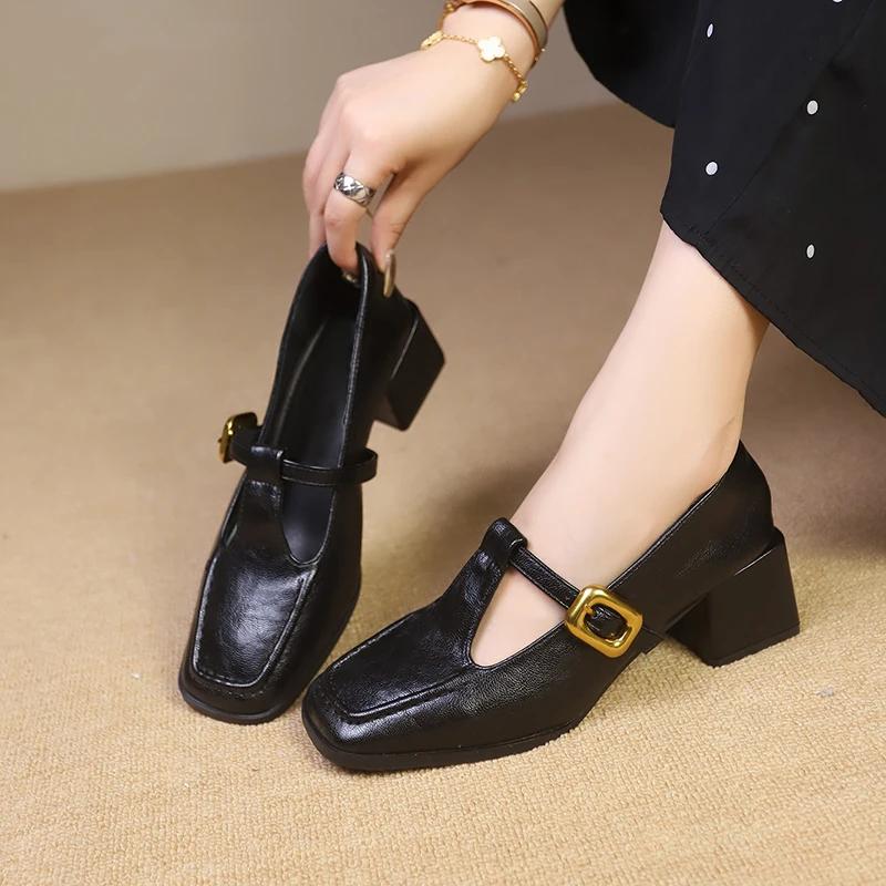 Mode Damen Schuhe Schnallenriemen Damen High Heels Eckige Zehenpartie Büro und Karriere Neue Eckige Zehenpartie Heels Damen