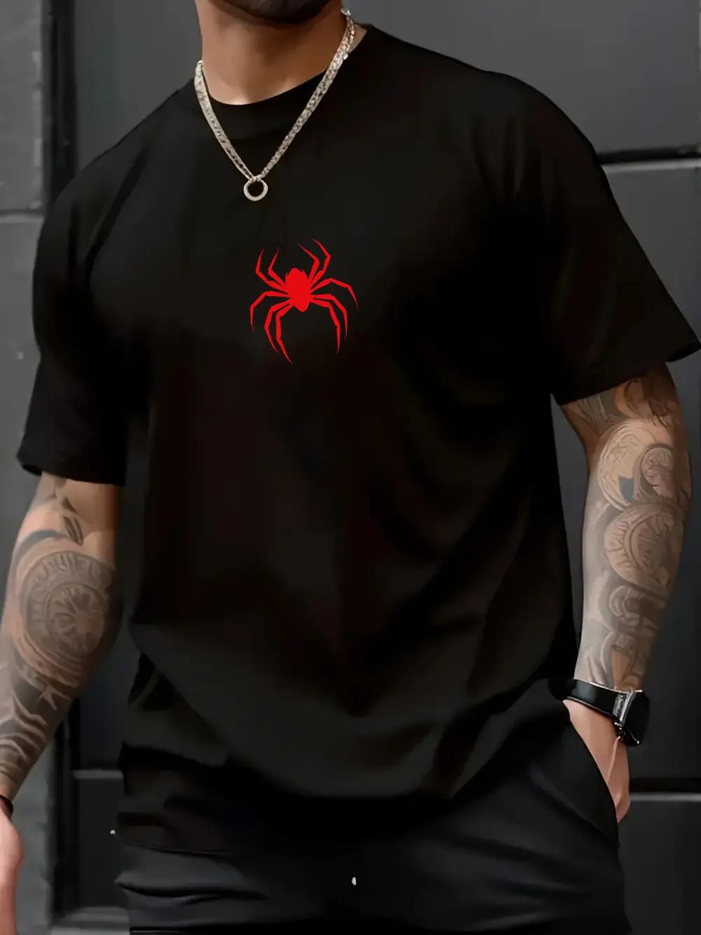 Cotton T-shirt with Red Spider Graphic S