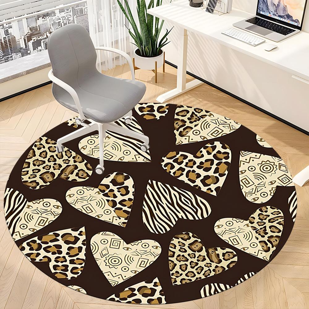1pc Heart Patterns Office Round Rug, Non-slip, Soft and Durable Office Rug for Interior Decoration, Perfect for Office,Decoration Yy260204039