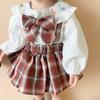 Mädchen Rock Set JK Puffrock Kinderrock Zweiteiliges Set Baby Faltenrock Kurzer Rock Anzug