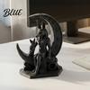 Low-key High-end Decoration 3D Printed Anubis Moon Figurine, Ancient Egyptian Mythology Statue, Frosted Texture Decor Dark Style Wolf Desk Ornament,