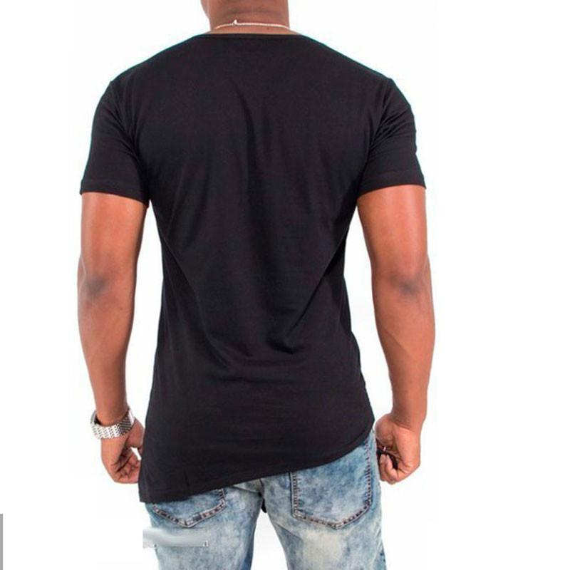 Men's Popular Irregular Short-Sleeved Men's Solid Color All-Match T-Shirt Hip-Hop Hip-Hop Fashion Casual Men