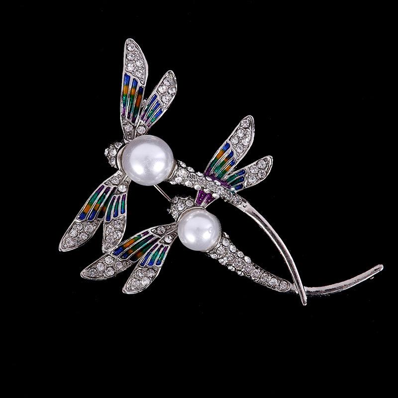 

Брошь в виде стрекозы, расписанная эмалью и капающей масляной краской, брошь в виде насекомого из сплава с бриллиантами, жемчужная булавка для женской одежды