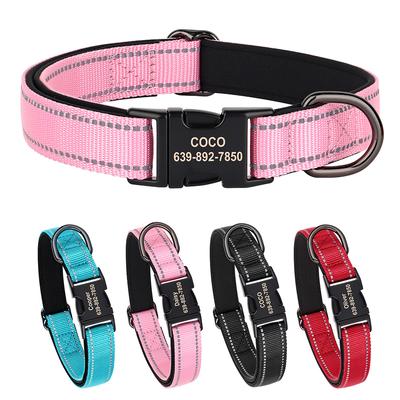 Reflektierendes Nylon-Hundehalsband Individuell gravierte ID-Halsbänder Langlebiges personalisiertes Welpenhalsband Verstellbar für kleine, mittlere und große Hunde
