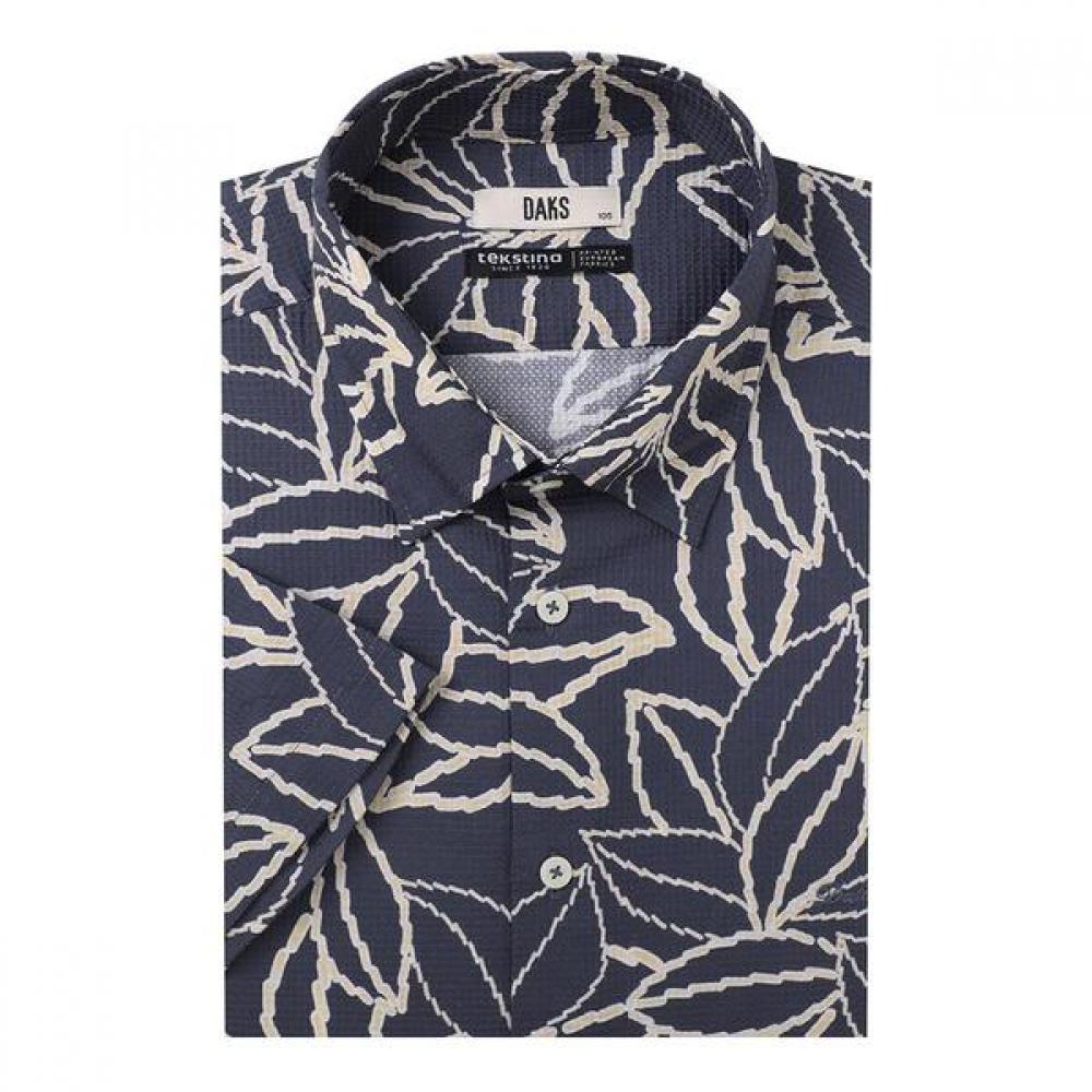 Daks 26th Ss Cotton 100 Tekstina Print Pattern Summer Short Sleeve Regular Fit C DMS1SHCS136-N1/95