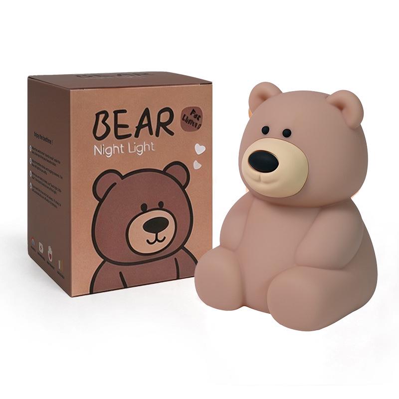 USB Rechargeable Silicone Teddy Bear Night Light - Cute Children s Bedroom Bedside Companion 1200mAh Battery