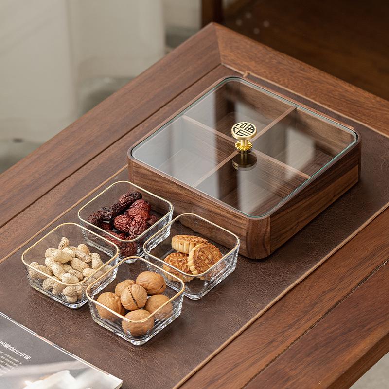 Walnut Wood Multi-Layer Nut and Snack Box