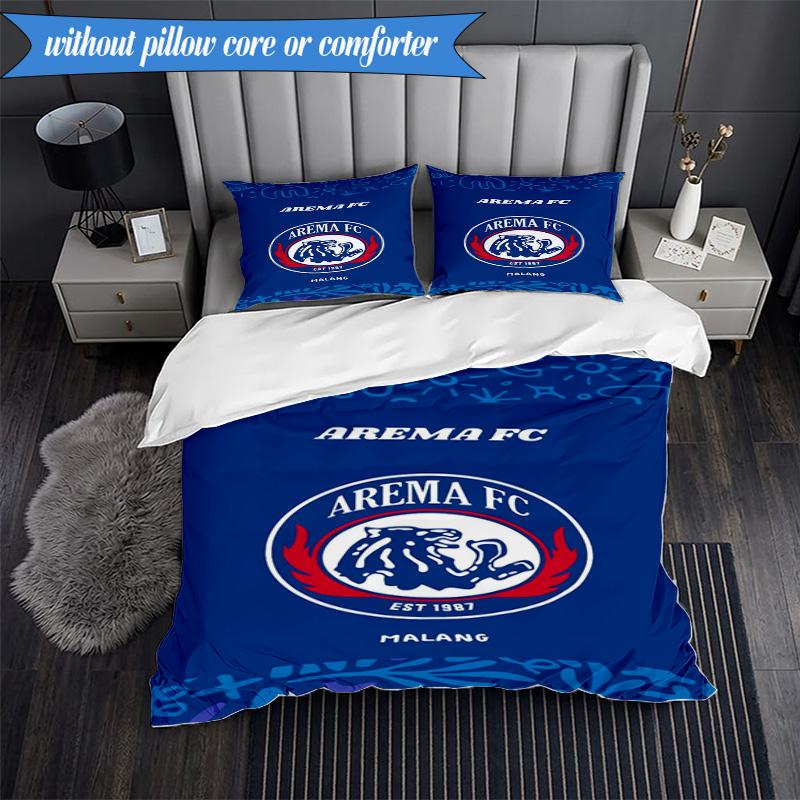 3PCS Arema Football club Printed Soft Bedding Set,Including 1pc Duvet Cover And 2pcs Pillowcases Perfect for Bedroom, Dormitory, Fan gift