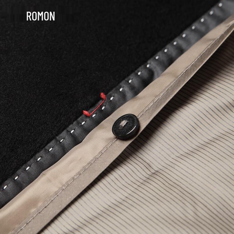 Romon Men's Slim Fit Long Wool Blend Overcoat with Detachable Down Liner