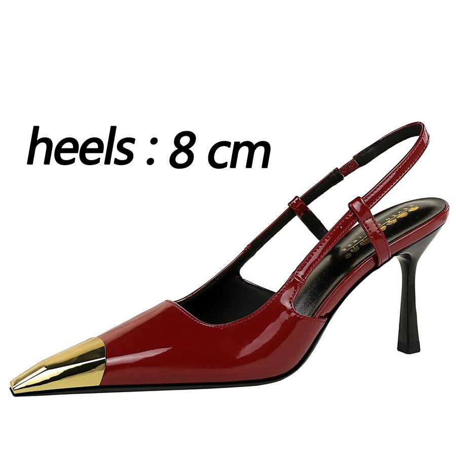 Summer Women's Sandals Leopard Print High Heels Metal Pointed Tip High Heeled Sandals Rear Empty Rear Strap Stiletto Heels Lady