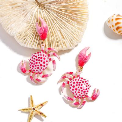 2026 New Design Fashion Enamel Crab Drop Earrings For Women Summer Vacation Beach Sea Animal Jewelry Cute And Fun Accessories