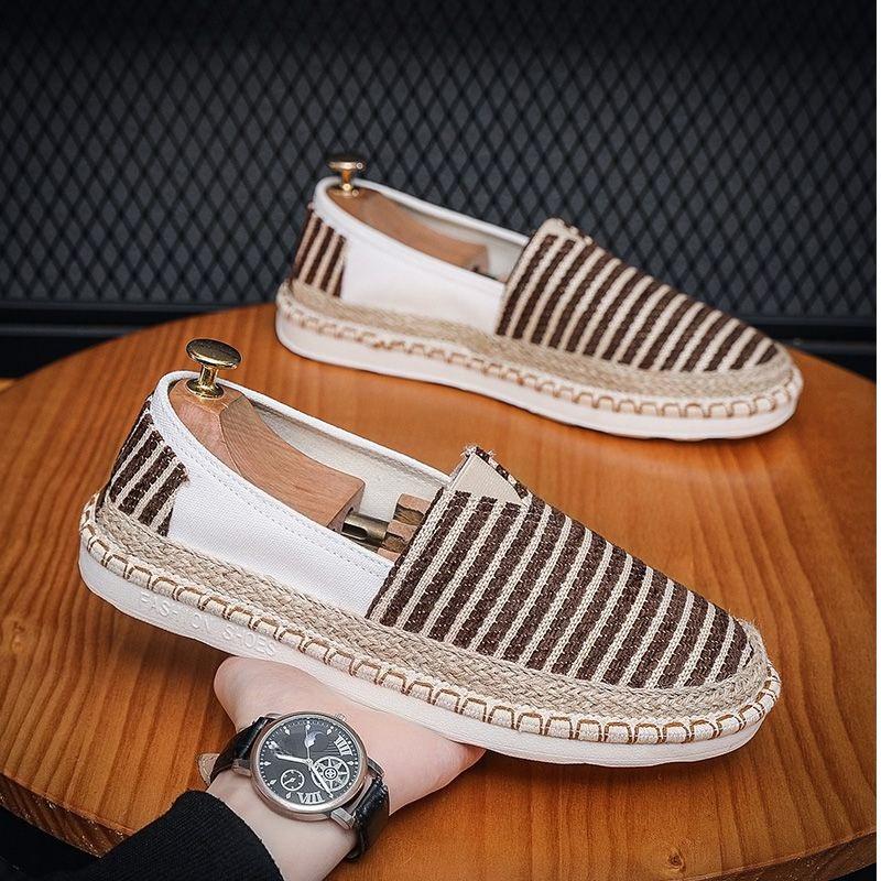 Fashion Stripe Sneakers Non Slip Canvas Man Shoe Lightweight High Quality Fashion Elegant Legitimate Comfortable Casual Shoes for Men