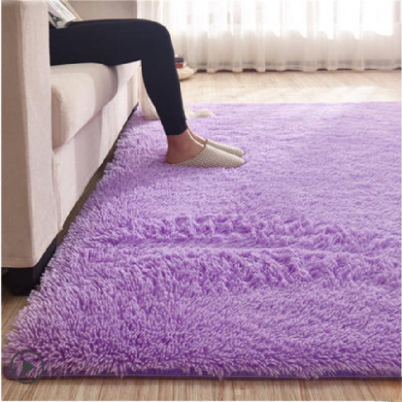 Solid Colour Fluffy Minimalist Style Indoor Carpet Bedroom Bedside Floor Mat Fluffy Plush Carpet Non-slip Floor Mat