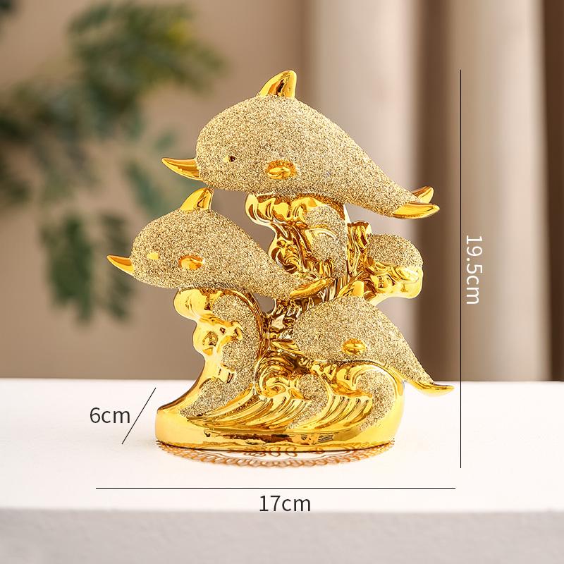 1PCS Handmade Ceramic Creative Dolphin Ornament Home Office Desktop Living Room Entrance Small Ornament
