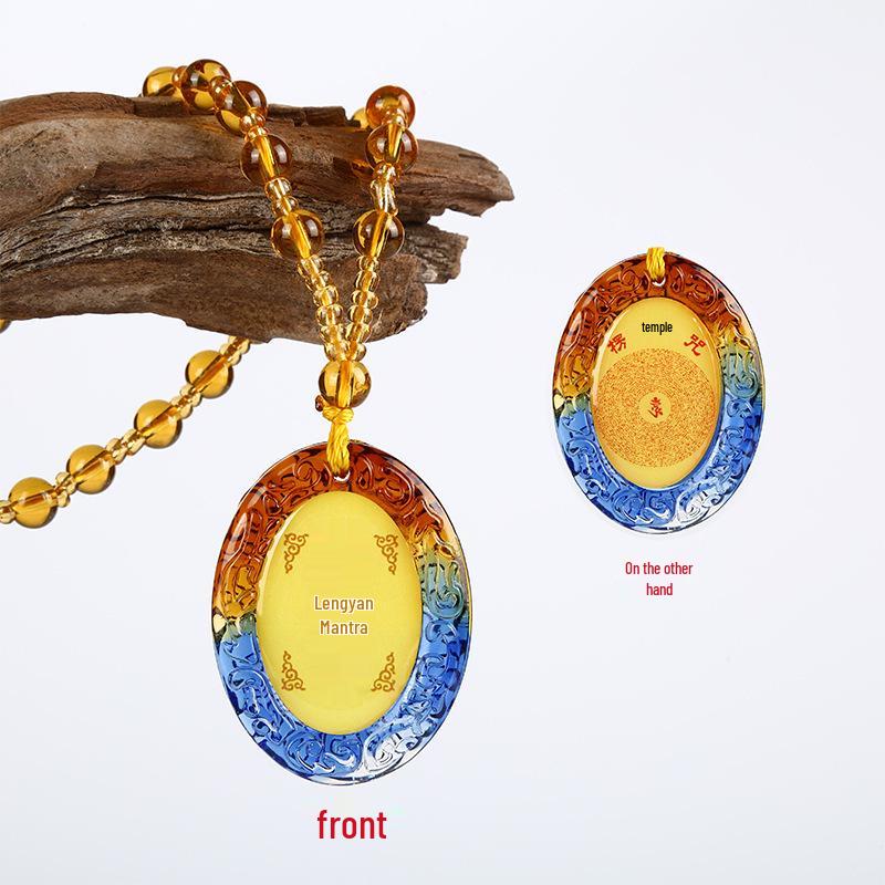 Glazed Shurangama & Six-Character Mantra Necklace with Great Compassion Pendant