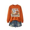 Womens Casual Fashion Bow Sweatshirt Printed Loose Fit Round Neck Long Sleeve Top