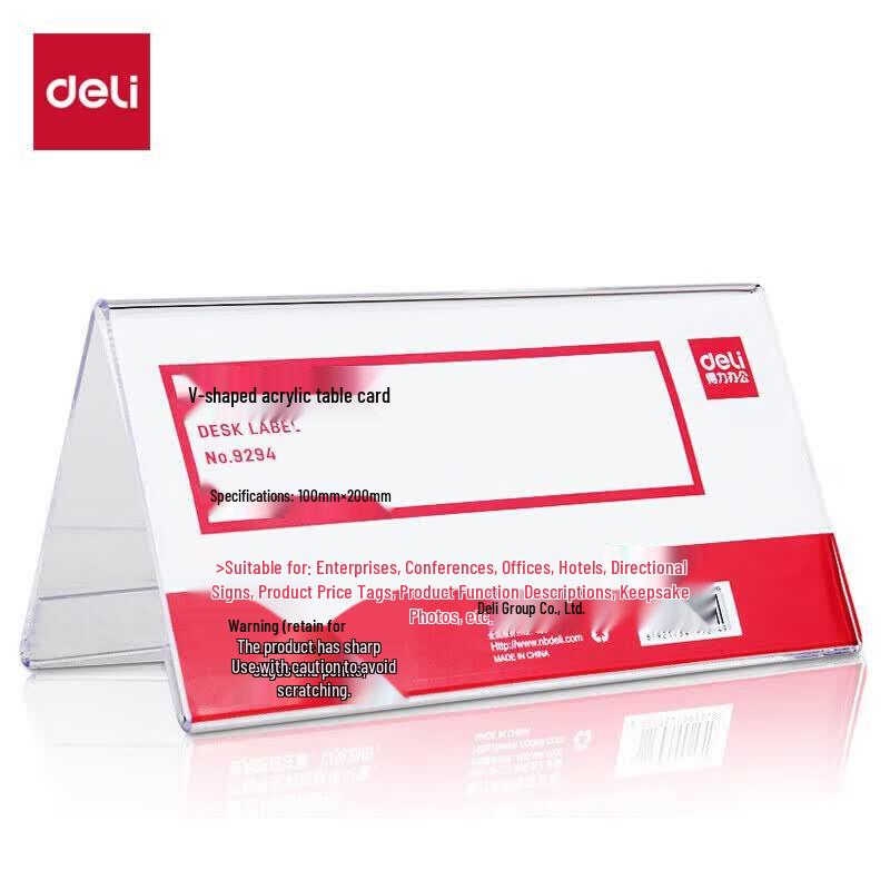 Deli V-Shaped Acrylic Table Sign